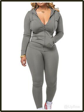 Women's Full Zip Hoodie and Jogger Pants Tracksuit Set Long Sleeve Workout